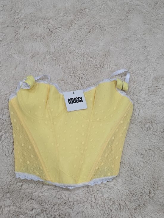 Tops - Mucci Yellow Polka Dot Bustier Top